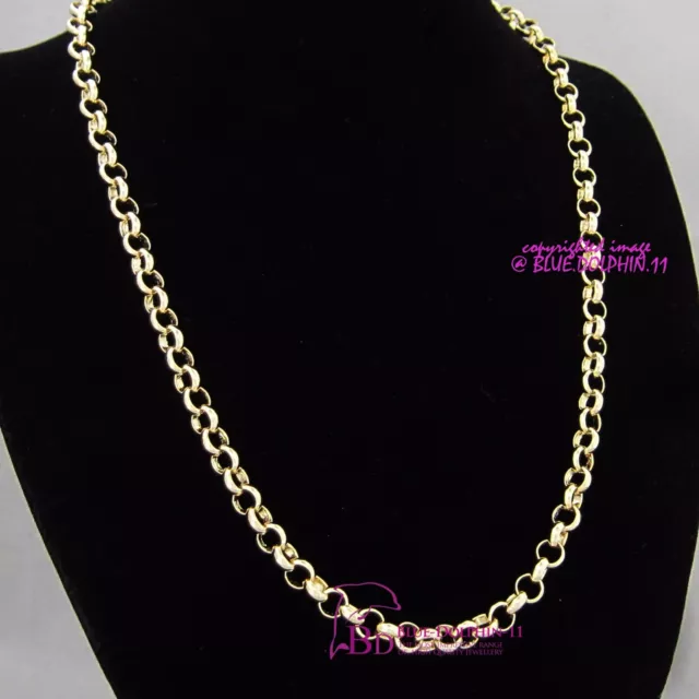 Real Solid Womens 18k Light Rose Gold GF Necklace Belcher Chain Bolt Rings Clasp