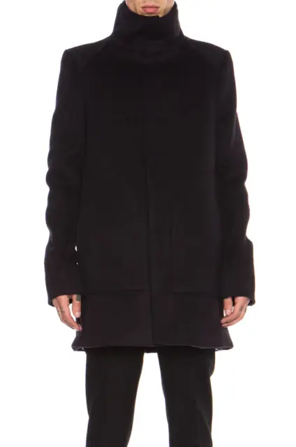 THAMANYAH wool angora high neck coat, sz 42 (XS), FW14, rick owens julius devoa