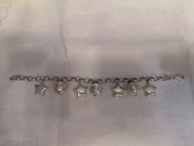 *Joli Bracelet Chaine Avec Charmes En Argent Massif Avec Poinçon