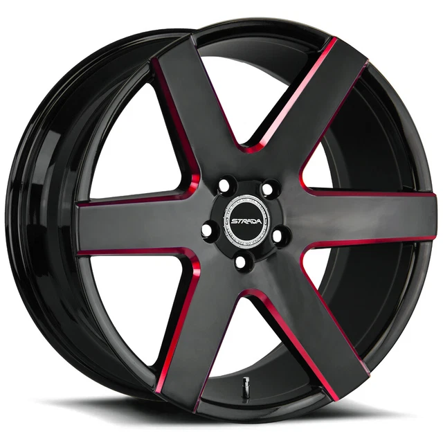 Strada S60 Coda 24x10 5x5.5" +24mm Black/Red Wheel Rim 24" Inch