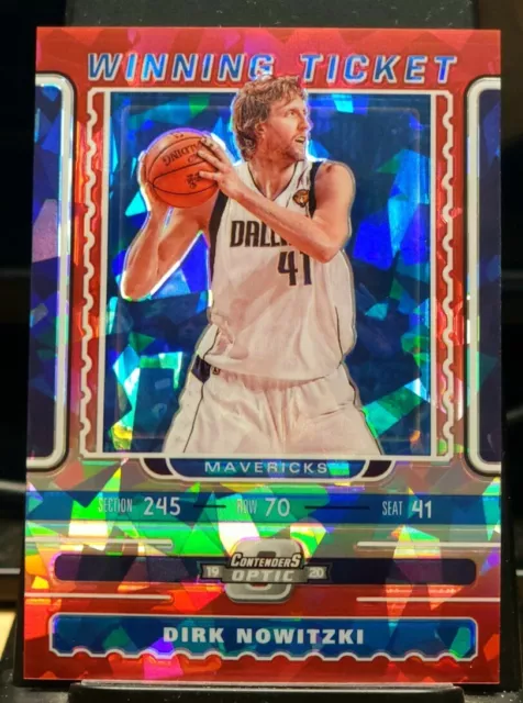 2019-20 Contenders Optic Winning Tickets Red Cracked Ice Prizm Dirk Nowitzki #14