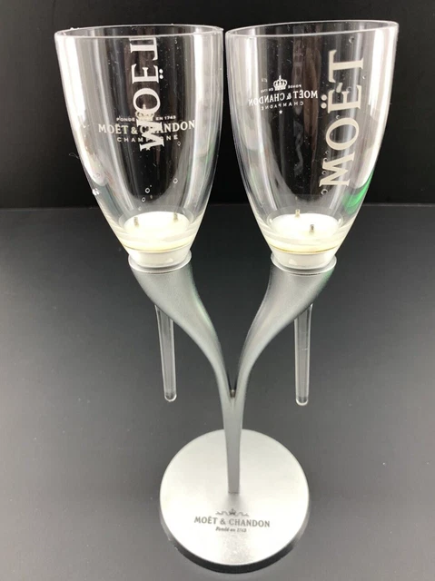 Light Up Moet & Chandon Plastic Flutes Duo~Philippe Di Meo-Reso Design Candalabr