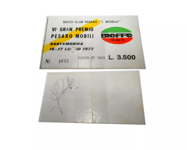 Johnny CECOTTO autografo originale su Biglietto Misano 1977