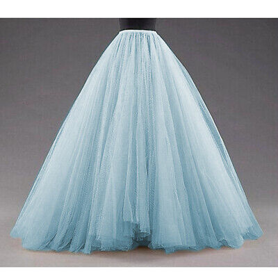 Sky Blue Tulle Skirt Puffy Long Tutu Skirt Bridal Photoshoot Ball Party Gown