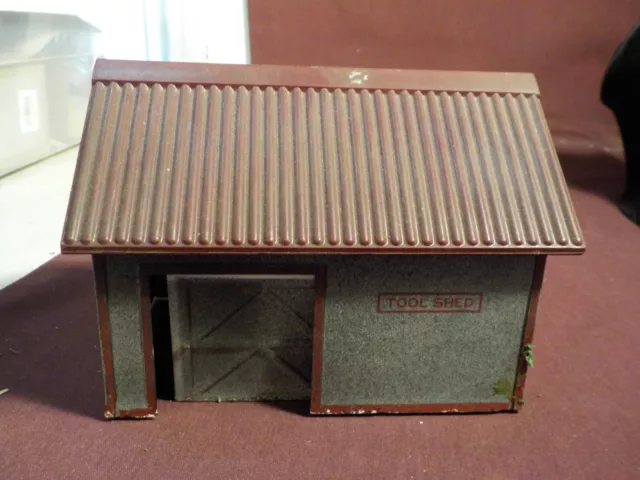 Vintage Train Layout Metal Tool Shed With Plasitc Roof No Brand