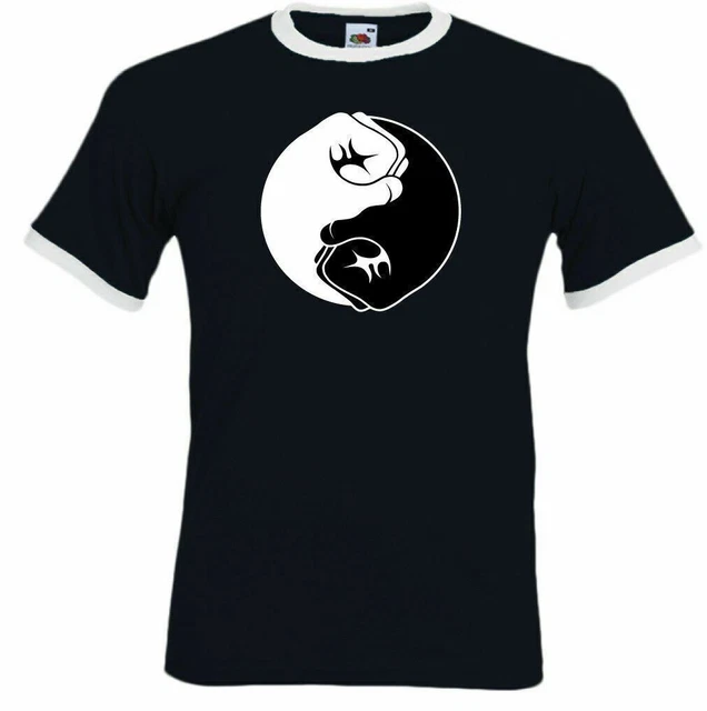 Yin Yang Fists Uomo Arti Marziali T-Shirt Mma Top UFC Kick Boxe Thai Palestra