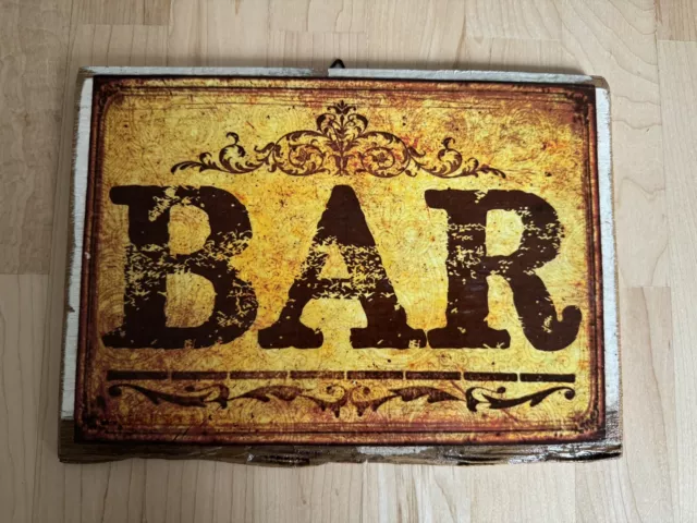 Holzschild Bar, 26.5 x 20 cm, Dekoschild