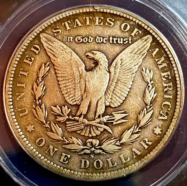 1896-S Morgan Dollar VF 25 ANACS 90% Silver US Coin - Nice Tones 2