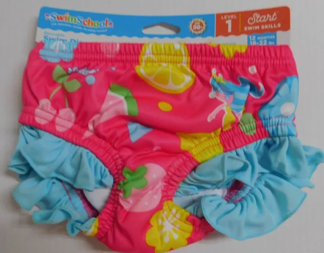 Swim Diapers Girl Reusable 12 Months 18-22 Pounds Pink Mermaids Washable