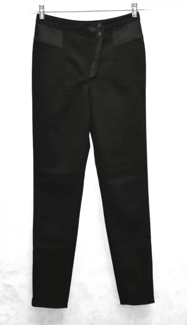 B2 Auth ALEXANDER WANG Black Stretch Satin Trim Zippers At Hem Pants Size 4