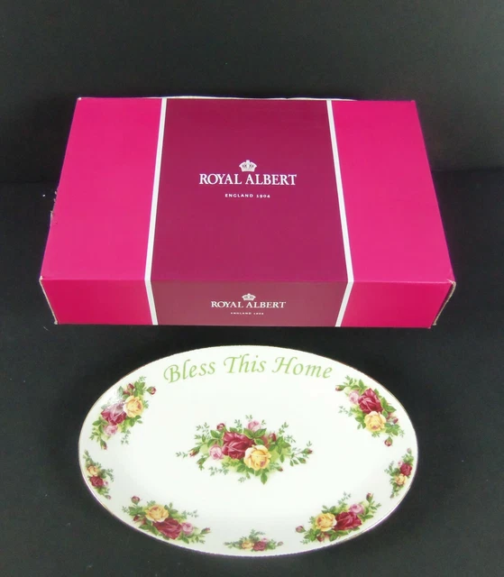 Royal Albert Country Roses Multicolored 12" Bless This House Platter With Box