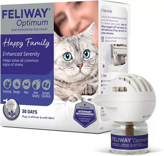 FELIWAY Optimum | Anti-Stress pour Chat | Phéromones Apaisantes | Durée 30 Jours