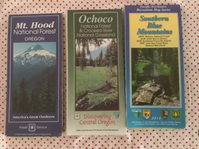 Oregon National Forest Maps, US Forest Service - Lot of Three