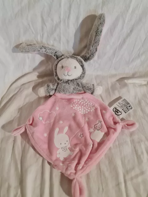 Doudou Mots D'enfants Siplec Ours Déguisé En Lapin Gris Rose Capuche Étoile Neuf