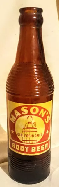 Vintage Mason’s Old Fashioned Root Beer ACL Bottle From Chicago, Illinois, 10oz.