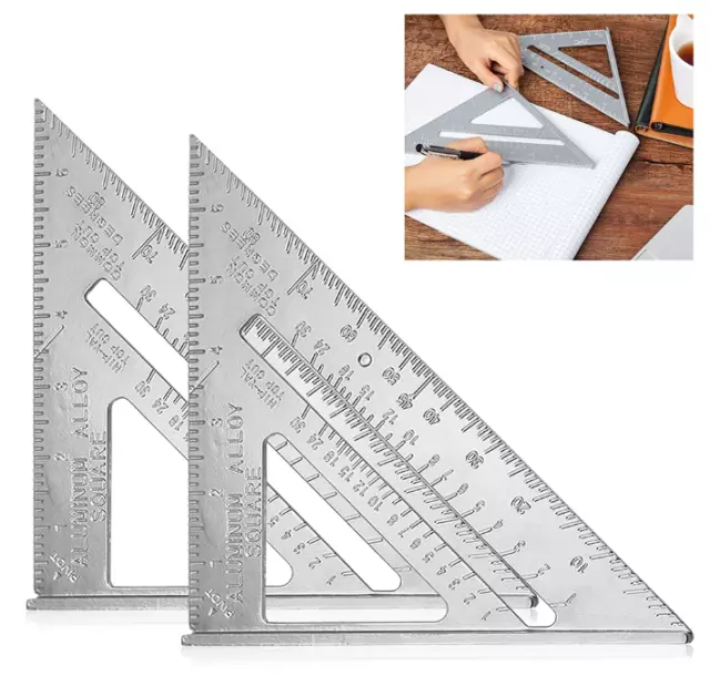 7” Carpenters Roofing Rafters Joiner Aluminium Angle Square Triangle Ruler 2 Pk