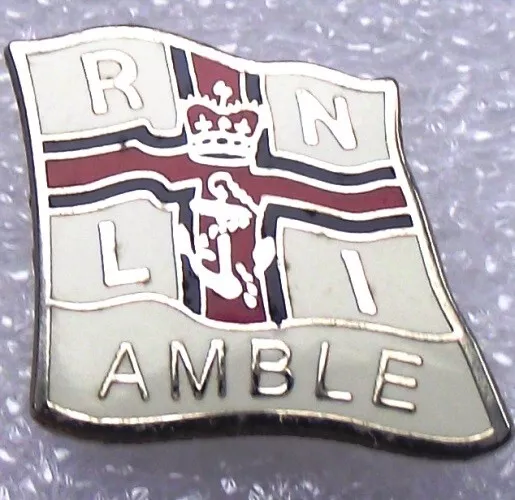 RNLI -Royal National Lifeboat Institute Amble station Flag enamel badge