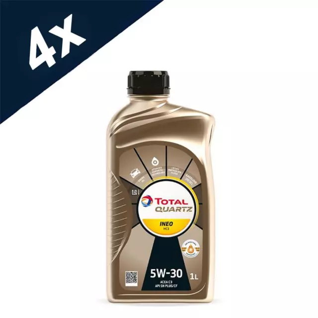 4x1L Total Quartz Ineo MC3 5W-30 Engine Oil ACEA C3 GM BMW LL-04 MB229.52