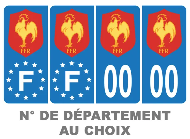 2 autocollants stickers plaque immatriculation pays - Carte de France -  Identifiant plaque France