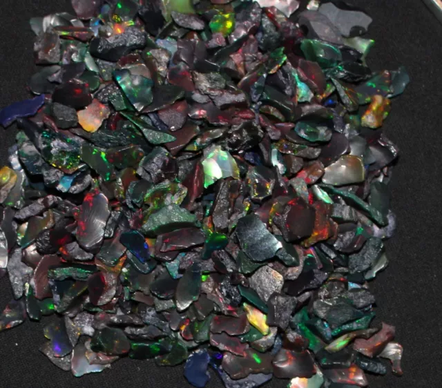 Black Opal Rough 5 Pièces Noir Naturel Éthiopien Chips Tranche Cristal 5/10 MM