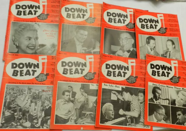 8 1955, May-Aug, Issues of Down Beat, Jazz Mag; Liberace, Bob Hope, Goodman, VG