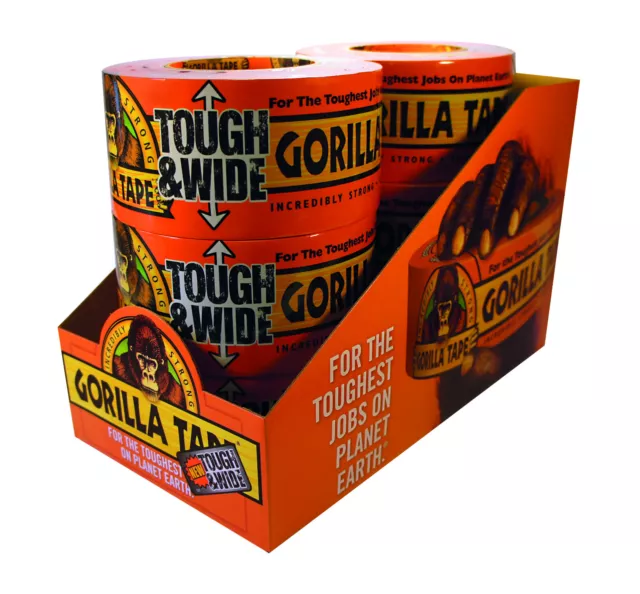 6 x Gorilla Glue Tough & Wide Black Adhesive Tape  Weather Resist 73 mm x 22.8m