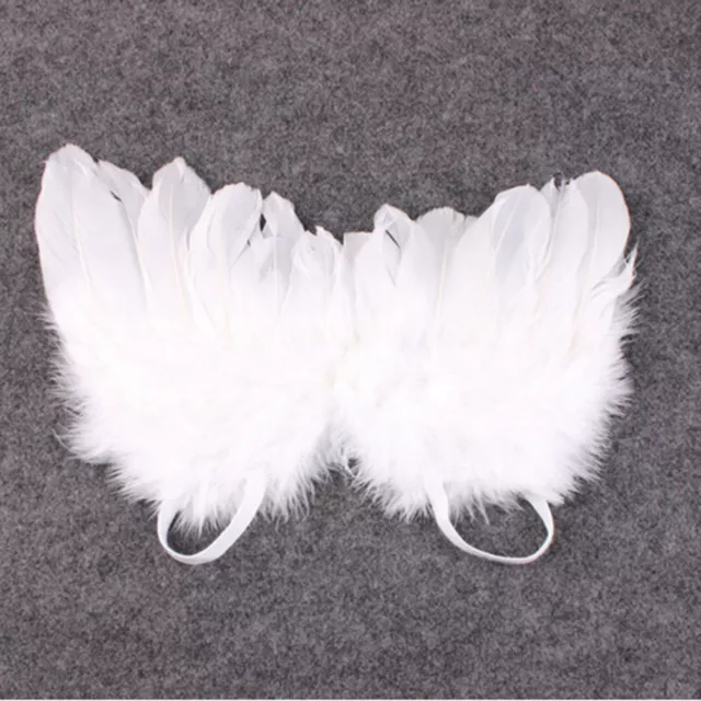 Foto de disfraz de diadema con alas de ángel blanco para bebé recién nacido 3