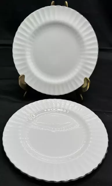 Set of 2 Paragon Bone China White w Silver Platinum Trim Bread Butter Plates