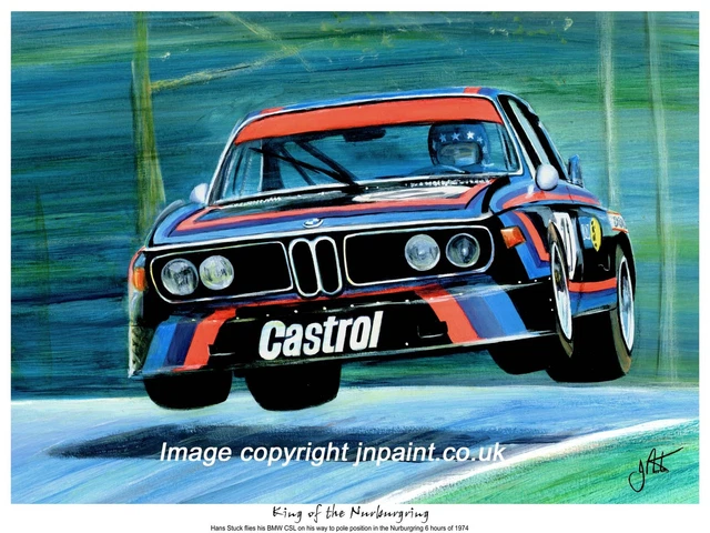 A3  Art Print - Hans Stuck - Bmw Csl 'Batmobile' - Nurburgring 74