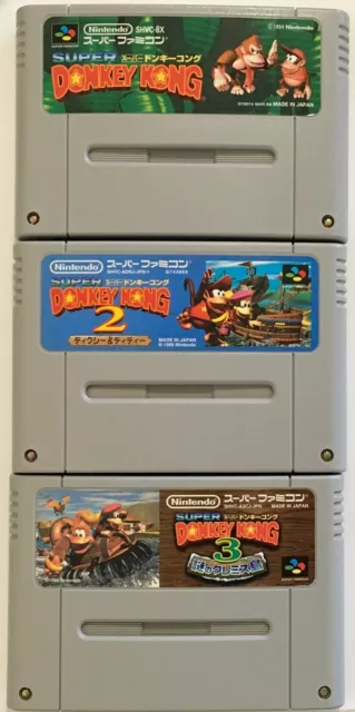 Super Famicom SFC Super Donkey Kong Country Bundle Lot - 1, 2, & 3