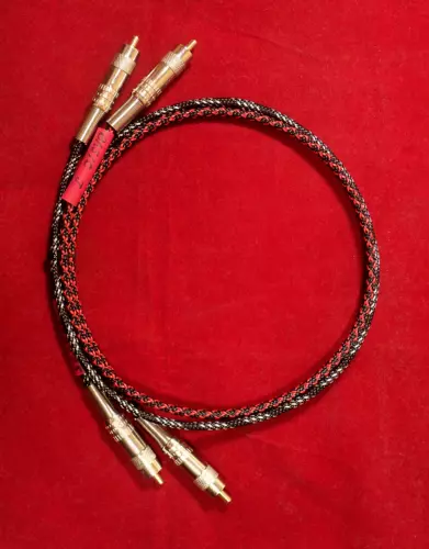 Basic pure silver wire audio interconnect w/Type B RCA-  Black Red- 3 ft length