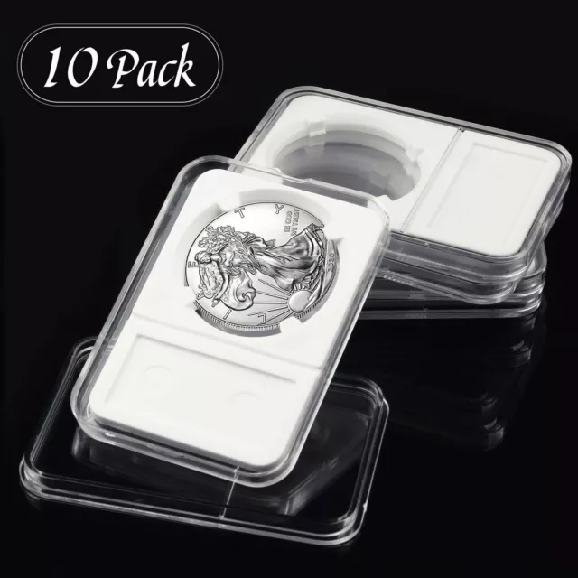 10 PCS Coin Slab Display Holder Storage 39mm for Silver Dollar/Silver Eagle