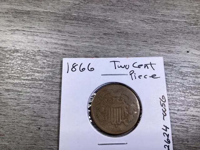 1866 Two Cent Piece Civil War Era VF Condition Old US Coin-022624-0056