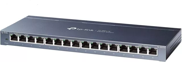 TP-Link TL-SG116 16-Port Gigabit Netzwerk Switch Lüfterlos unmanaged QoS IGMPv2