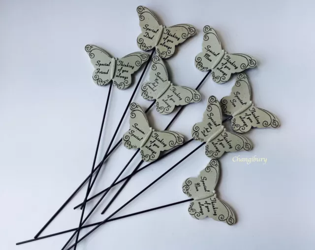 In Loving Memory Butterfly Sentiment Grave Graveside Stone Memorial Stick Stake