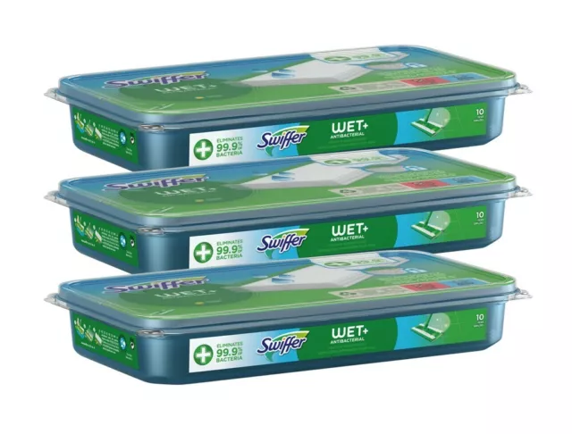 3x 10er Pack Swiffer Trempé Lingettes Sol Boîte Anti-bakt. Avec Arôme de Citron