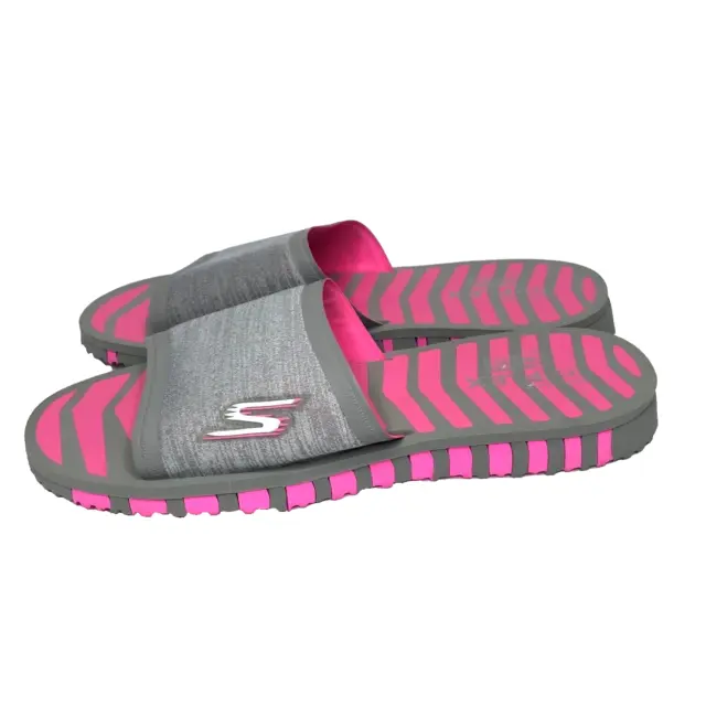 Skechers Go Flex Rely Women's 11 Slides Sandals Pink Gray Flexible Sole