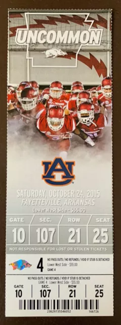 Arkansas Razorbacks 10/24/2015 NCAA football ticket stub vs Auburn Tigers