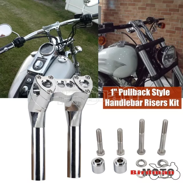 For Harley Street bob FXBB/S Chrome 8" + 1" Club Style Pullback Handlebar Riser