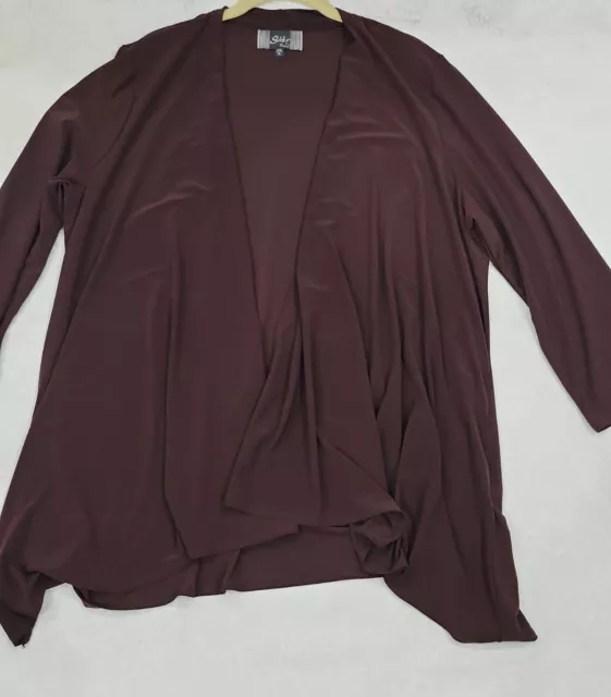 Slinky Brand Cardigan Size XL Open Front Solid Brown Waterfall Long Sleeve New