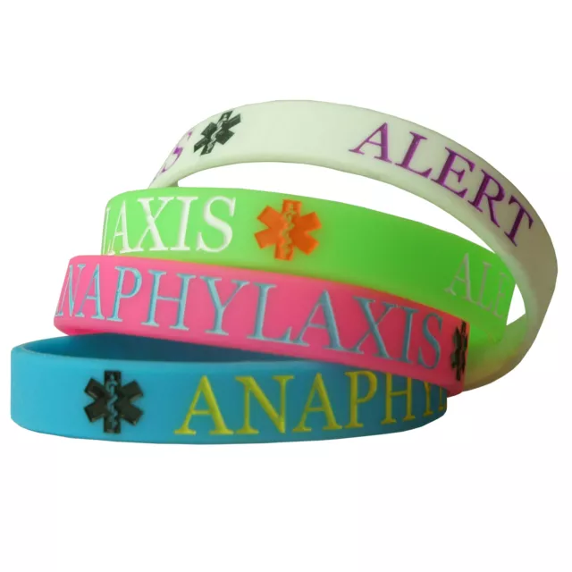 ANAPHYLAXIS ALERT MEDICAL CHILD wristband silicone bracelet bangle AWARENESS