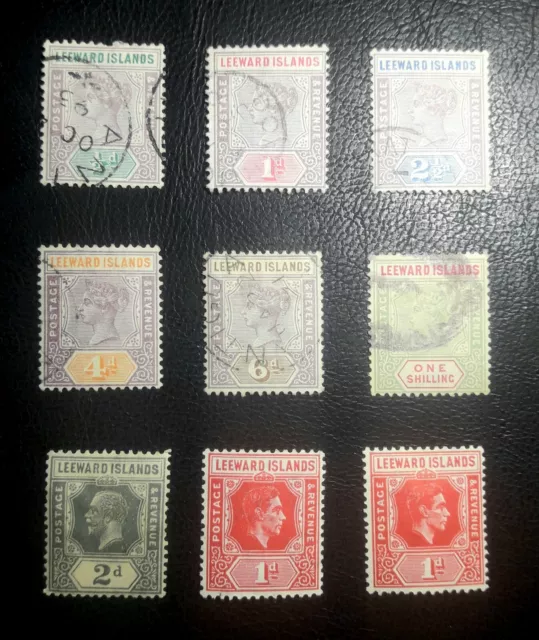 Leeward Islands QV 1890 p/set to 1/- + mint GV sgc£100+. QP55.