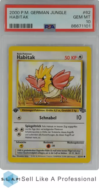 2000 Pokemon German Jungle 62 Habitak Psa 10