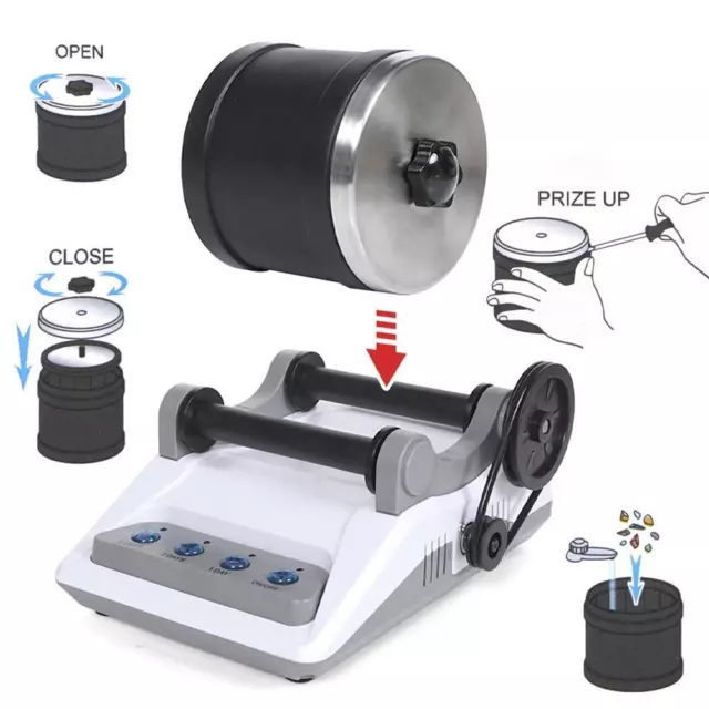 Rock Tumbler Set Steinpoliermaschine + Polierkörner Schmuckbefestigungen. ⭐■ 2