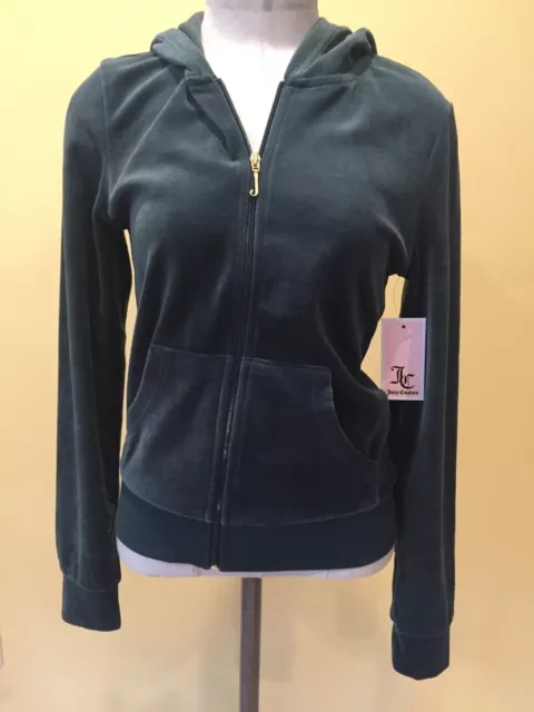 Womans Small Dark Green  Zip Hoodie Velour Royal Crest Robertson Juicy Couture