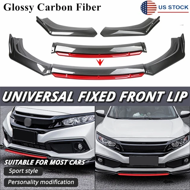 Universal Car Front Lip Chin Bumper Body Spoiler Wing Kits Carbon Fiber Look