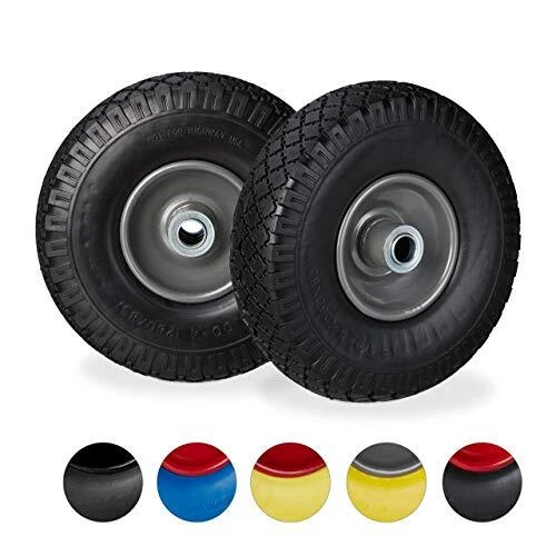 Relaxdays Roue de diable 2x roue de brouette caoutchouc pour axe de 20 mm 3.0...