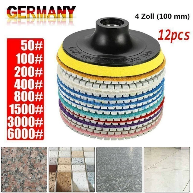 12x Diamond Polishing Wheels Abrasive Pad Stone Grinder For Granite Set