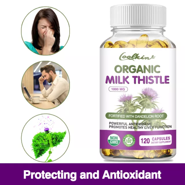 Organic Milk Thistle Capsules 1000mg - Liver Cleansing,Detox & Repairing Formula