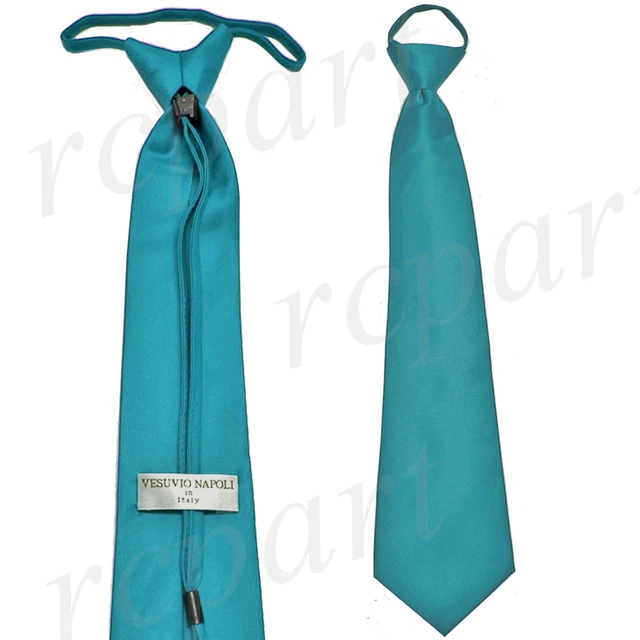 New formal men's pre-tied ready knot necktie polyester wedding turquoise blue 2